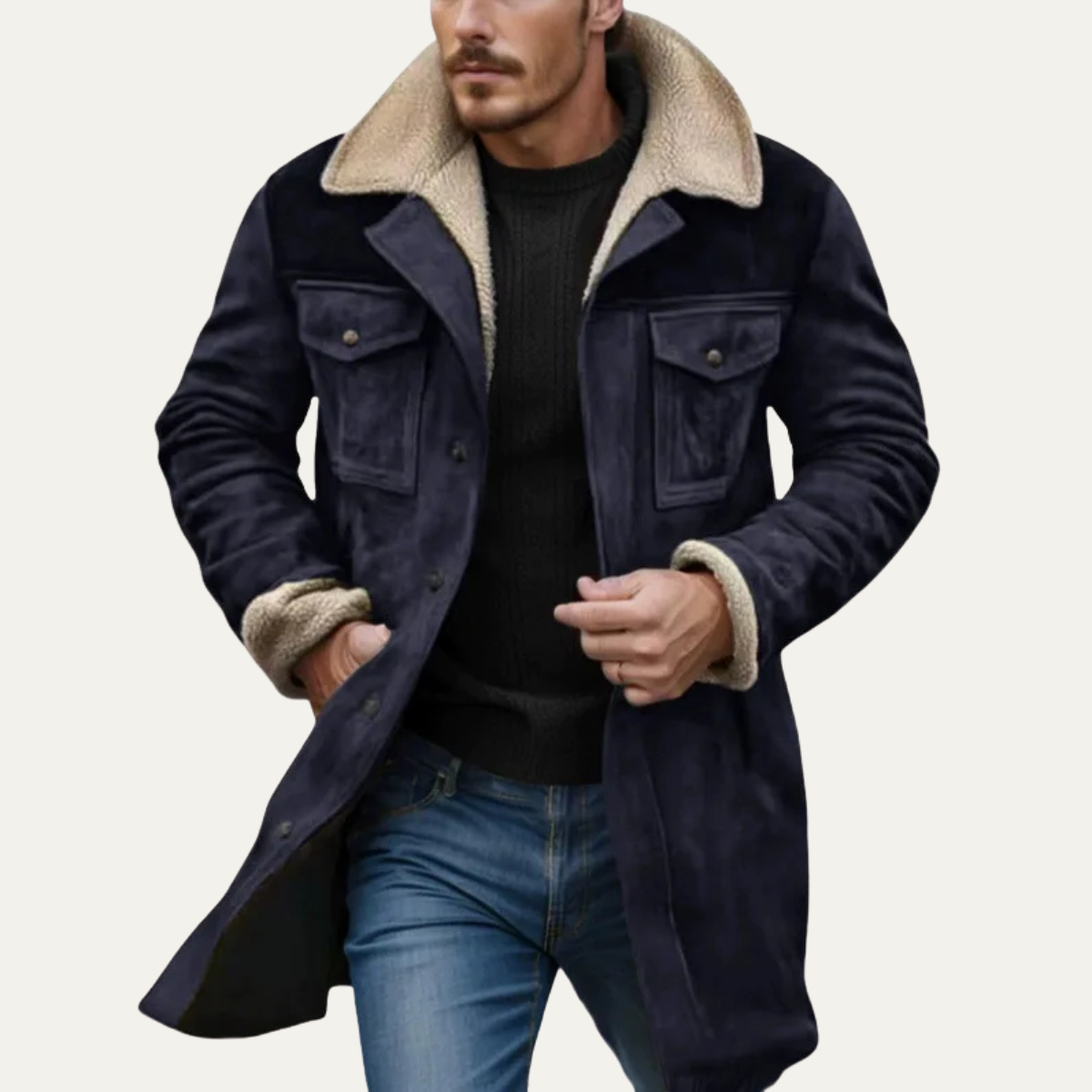 Men's Vintage Shearling Lined Winter Jacket