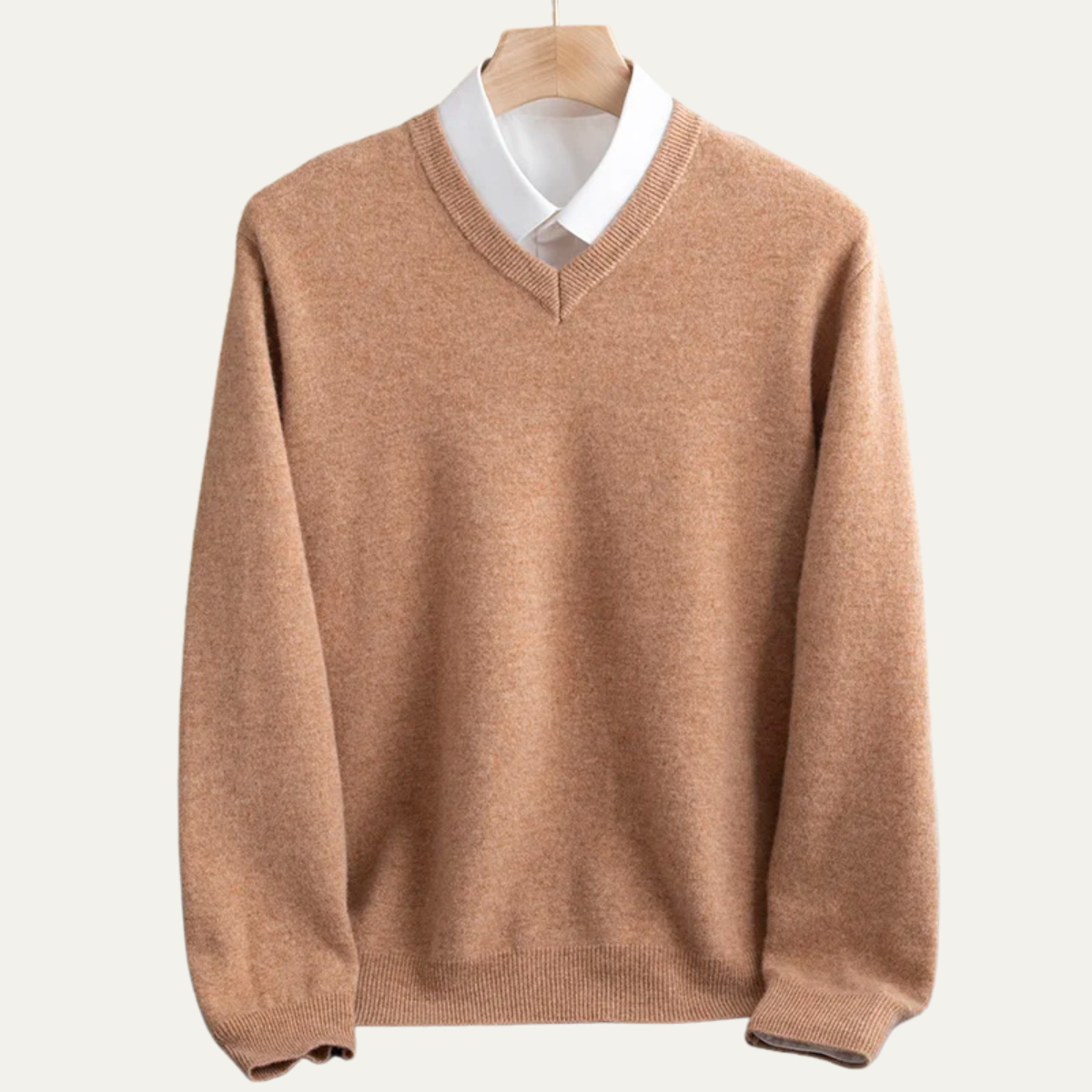 Men's Merino Wool V Neck Sweater Soft Knit