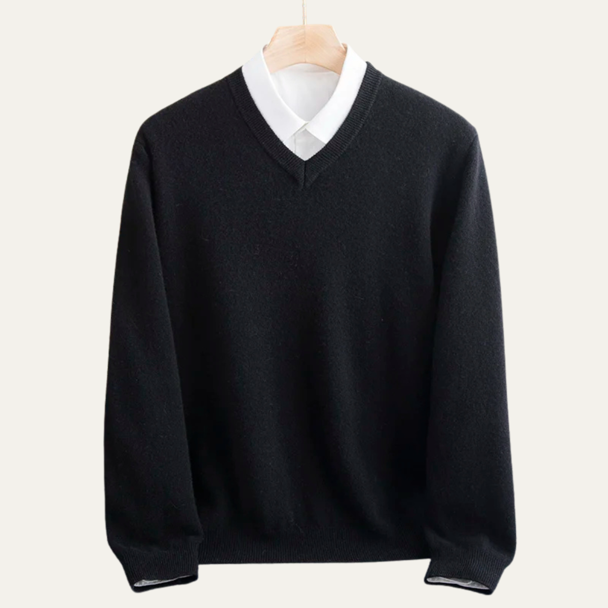 Men's Merino Wool V Neck Sweater Soft Knit