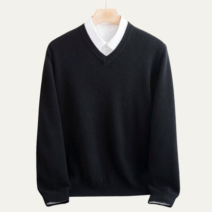 Men's Merino Wool V Neck Sweater Soft Knit