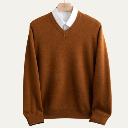 Men's Merino Wool V Neck Sweater Soft Knit