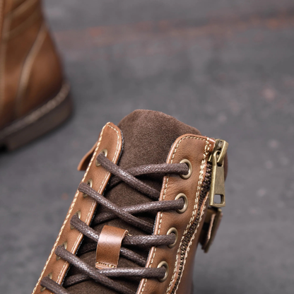 Men's Leather Ankle Boots Vintage Brown