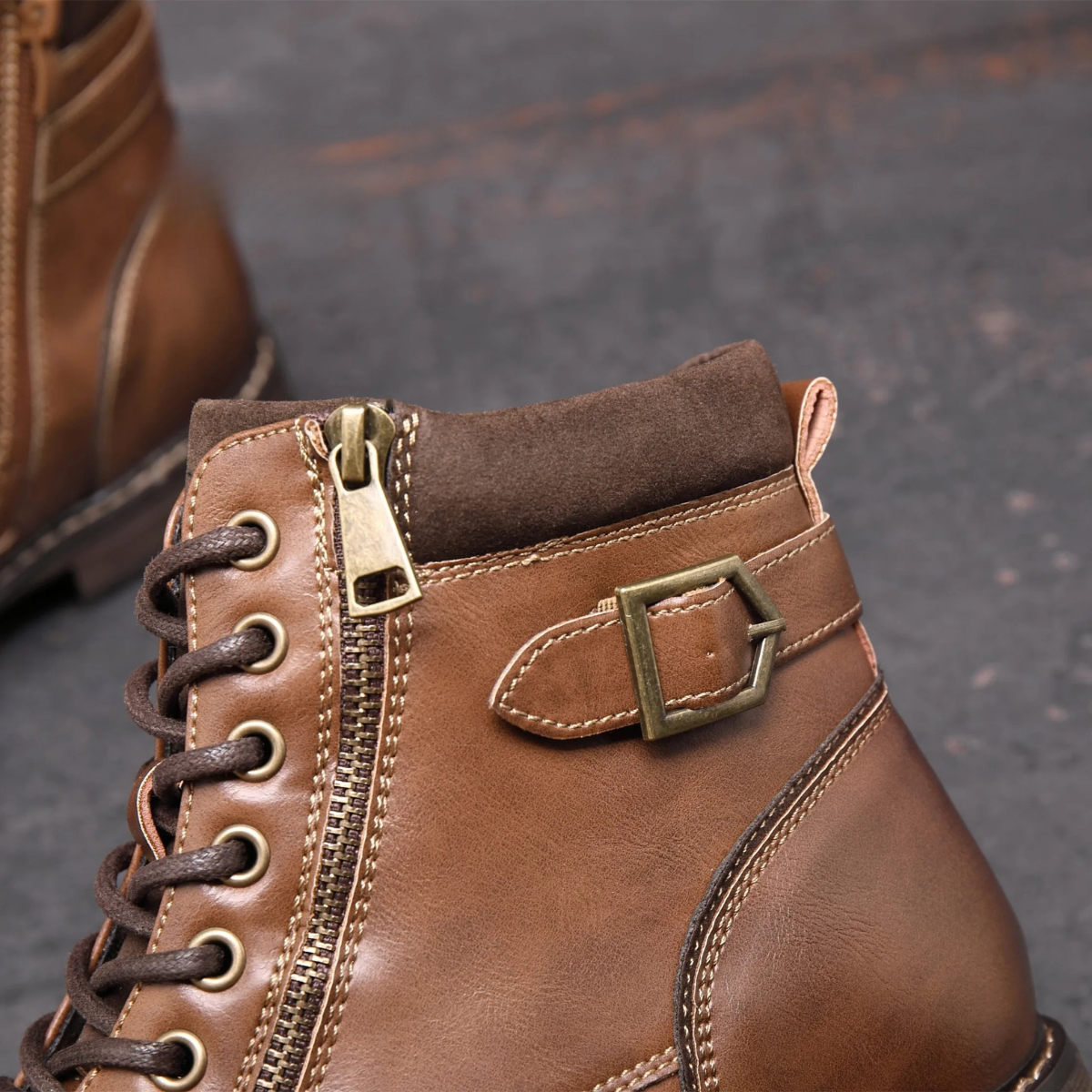 Men's Leather Ankle Boots Vintage Brown