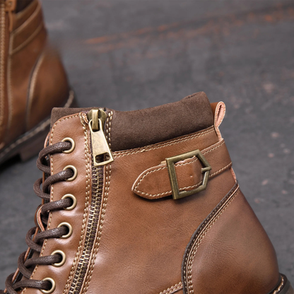 Men's Leather Ankle Boots Vintage Brown