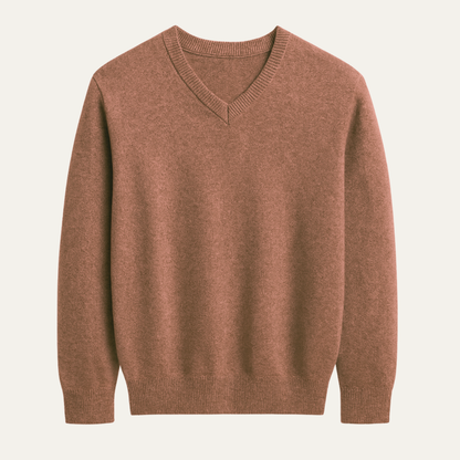 Men's Merino Wool V Neck Sweater Soft Knit - Vonnera