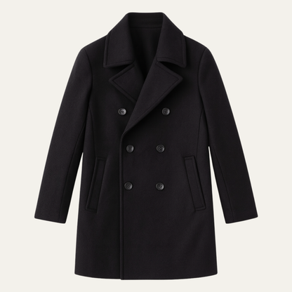 Men's Double Breasted Wool Peacoat Black - Vonnera