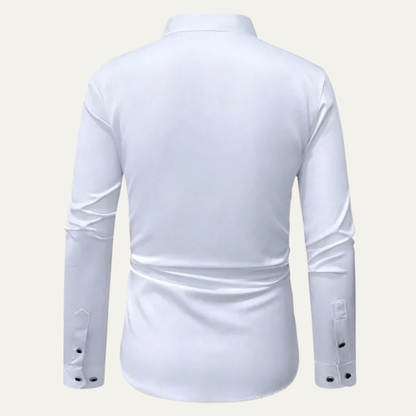 Men's Slim Fit White Dress Shirt Long Sleeve Button Up Cotton