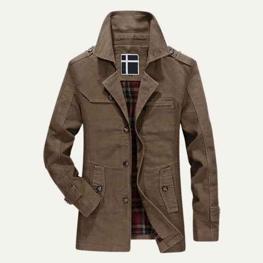 Men's Wool Winter Coat Double Breasted Plaid Lining - Vonnera
