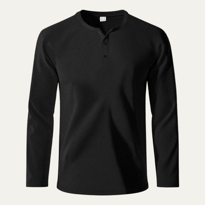 Men's Thermal Henley Shirt Waffle Pattern