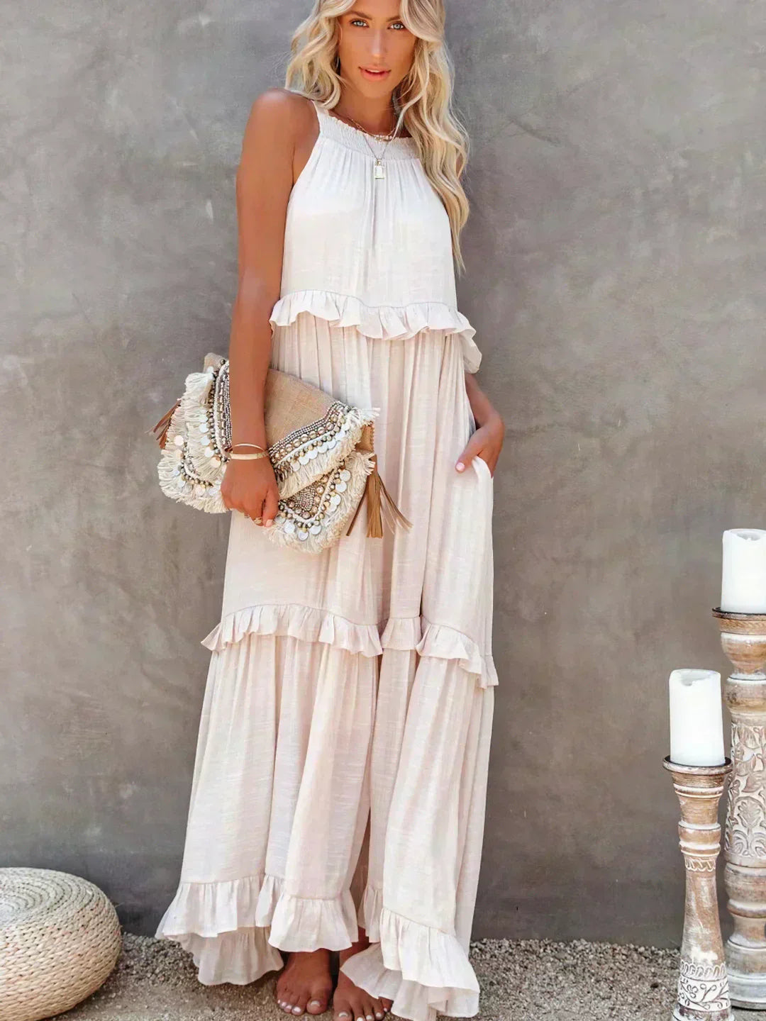 Women's Maxi Dress Ruffle Detailing