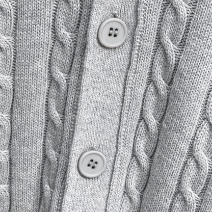 Men's Classic Cable Knit Cardigan Button Up Sweater