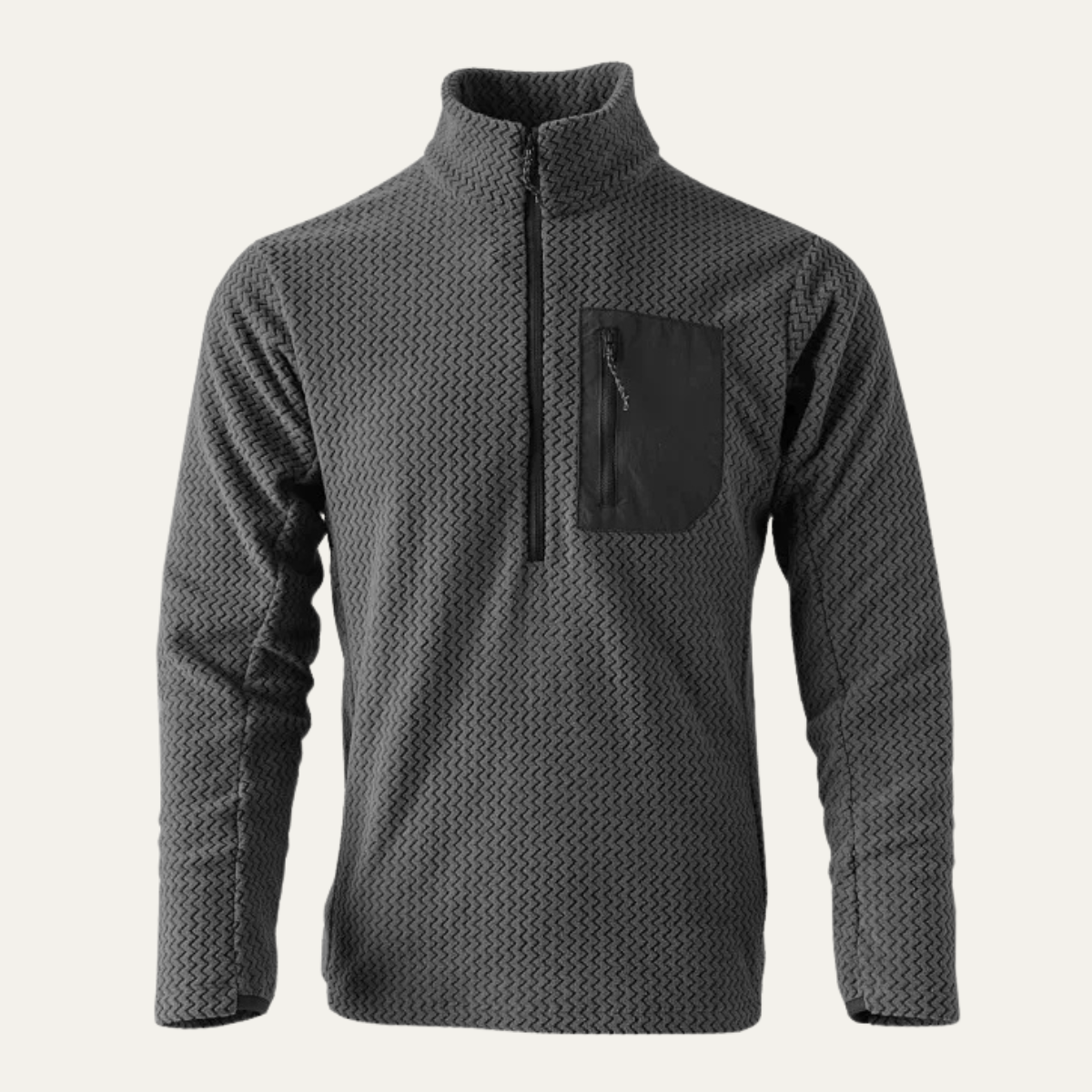 Men's Thick Fleece Half Zip Sweater Waffle Knit