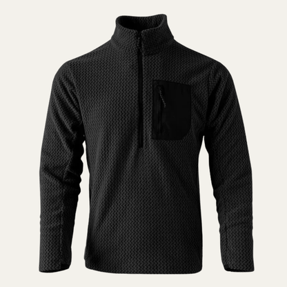 Men's Thick Fleece Half Zip Sweater Waffle Knit