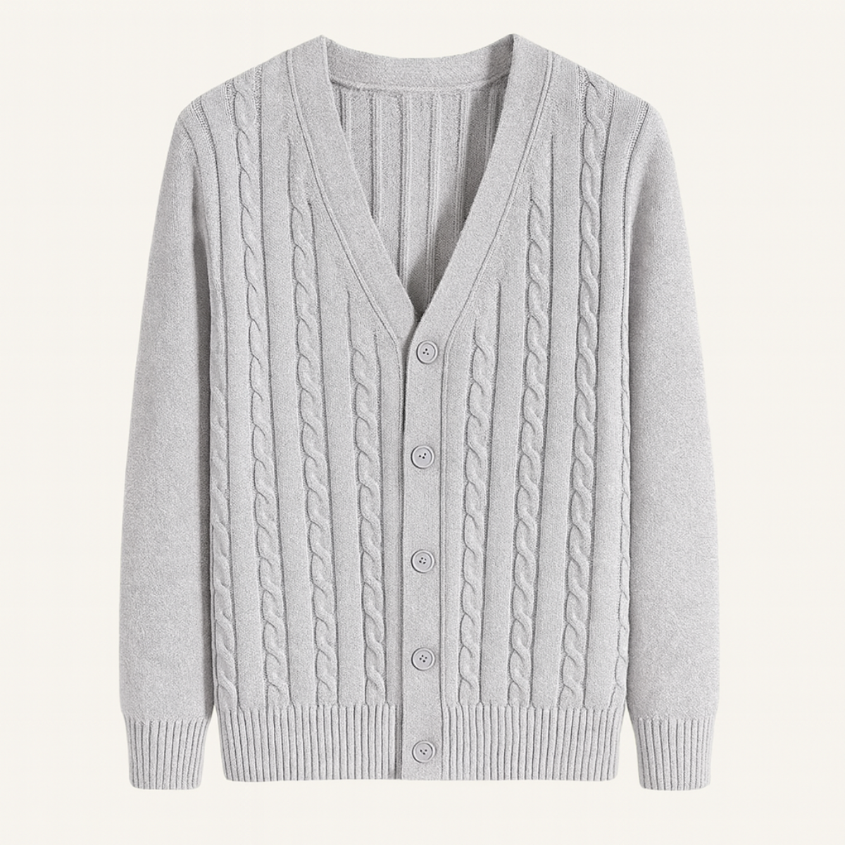 Men's Classic Cable Knit Cardigan Button Up Sweater - Vonnera