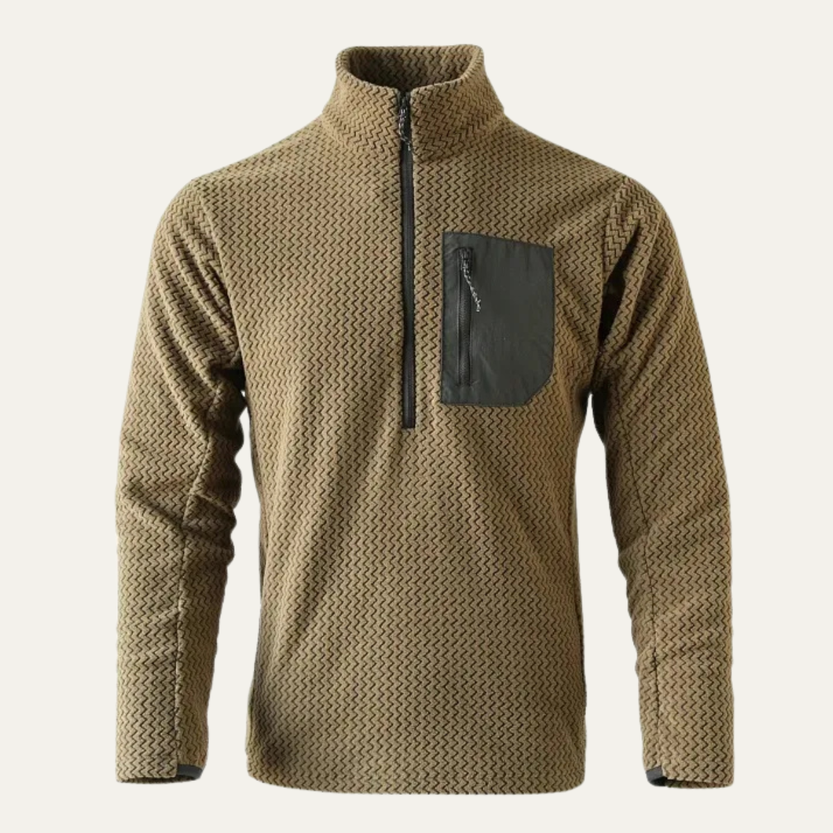 Men's Thick Fleece Half Zip Sweater Waffle Knit - Vonnera