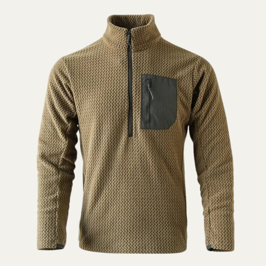 Men's Thick Fleece Half Zip Sweater Waffle Knit - Vonnera