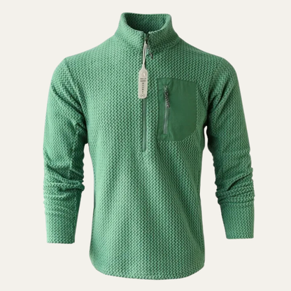 Men's Thick Fleece Half Zip Sweater Waffle Knit