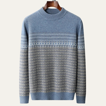 Men's Thick Jacquard Knit Sweater High Collar