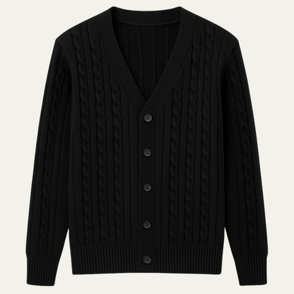Men's Classic Cable Knit Cardigan Button Up Sweater