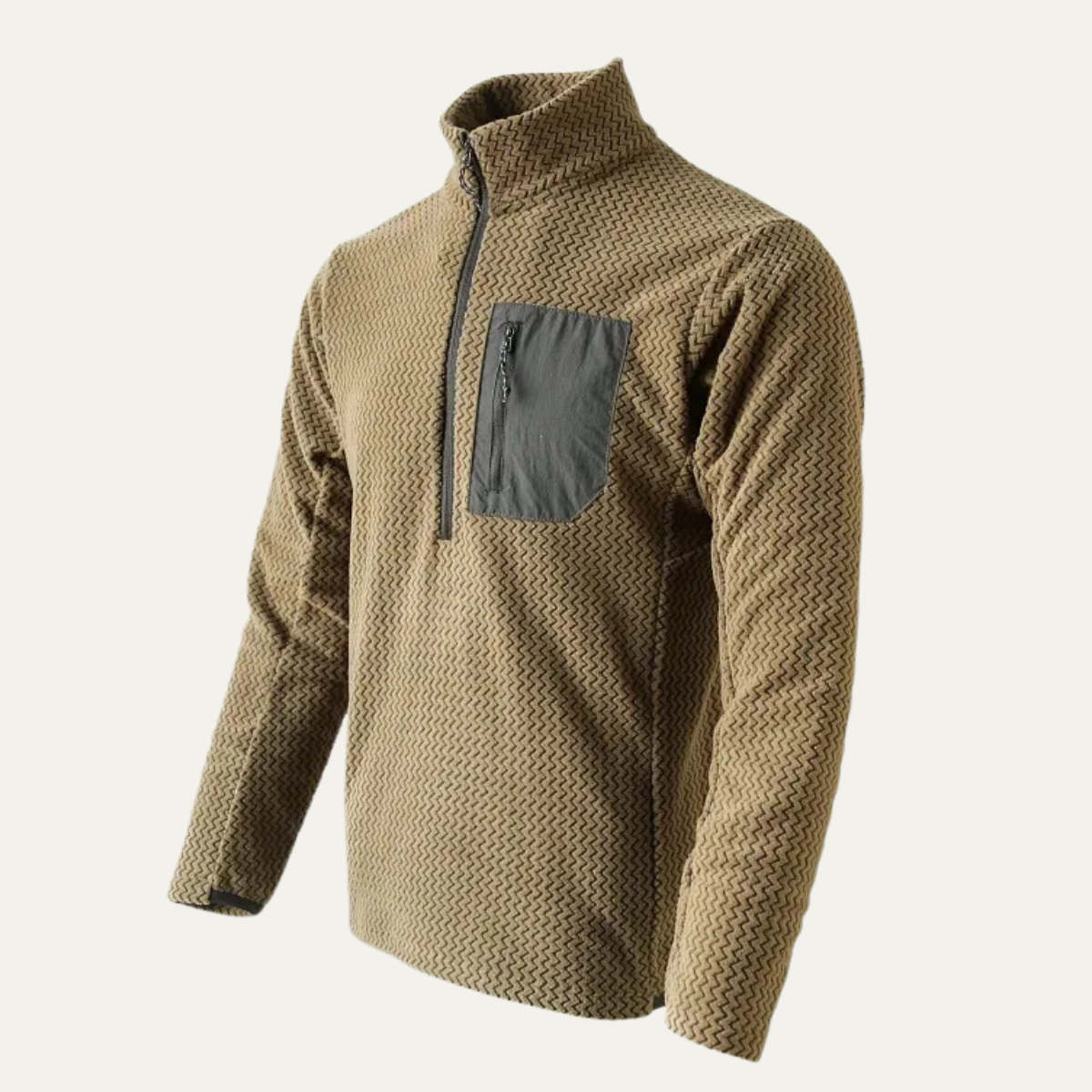 Men's Thick Fleece Half Zip Sweater Waffle Knit