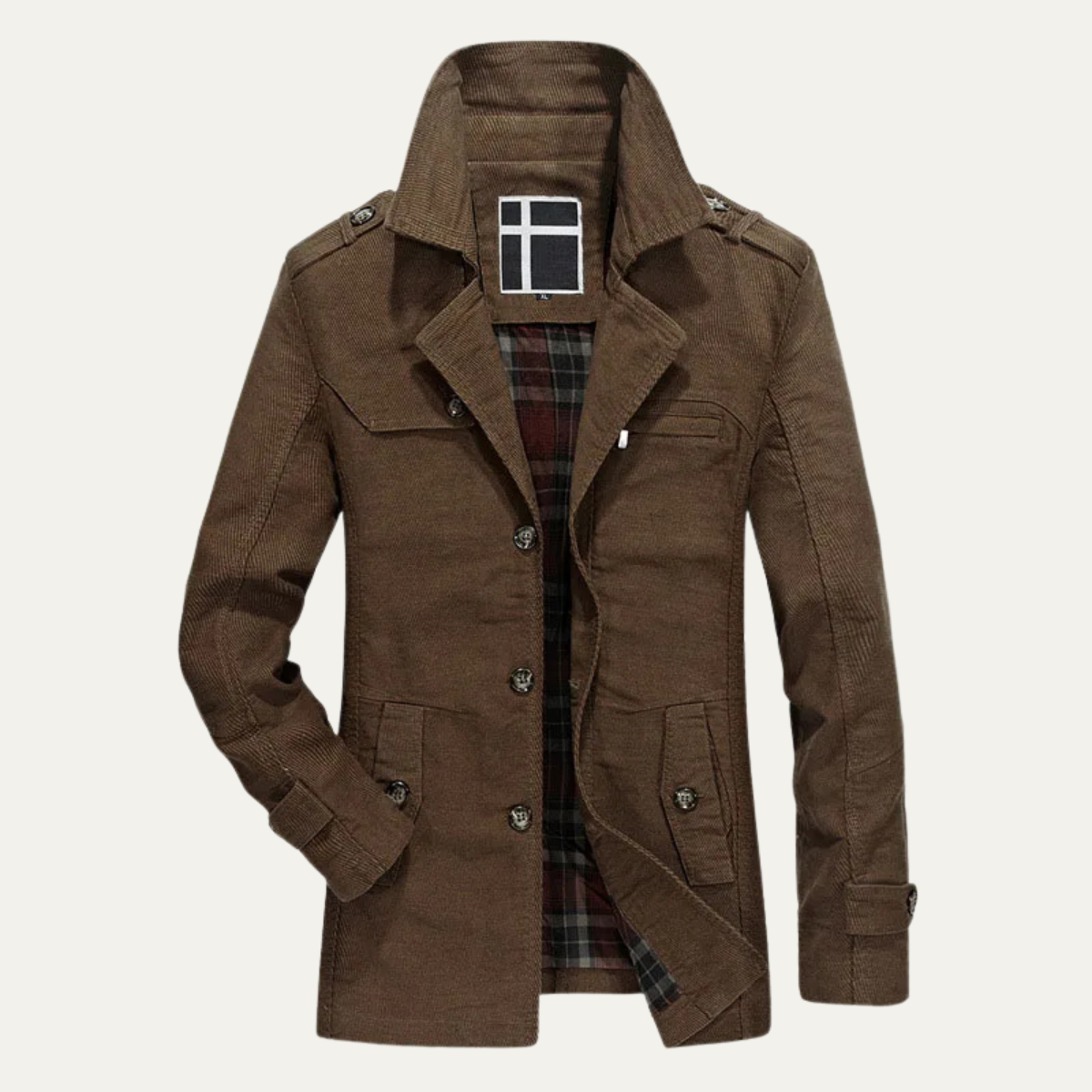 Men's Wool Winter Coat Double Breasted Plaid Lining
