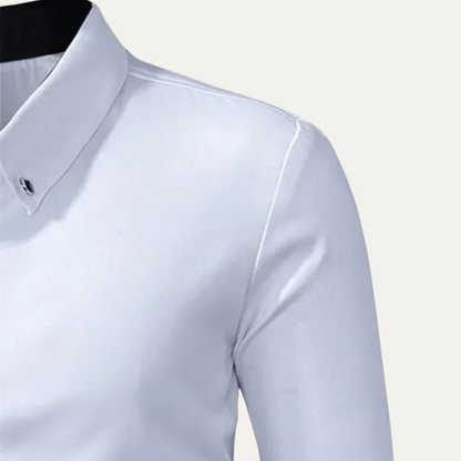 Men's Slim Fit White Dress Shirt Long Sleeve Button Up Cotton
