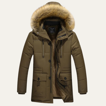 Men's Cotton Padded Winter Coat Fur Hood - Vonnera