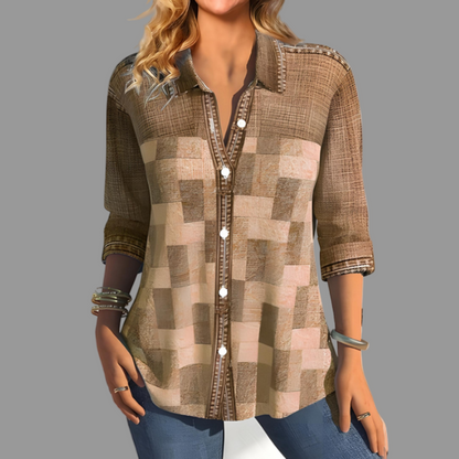 Women's Down Blouse Button Front Venalin Everyday Style - Vonnera