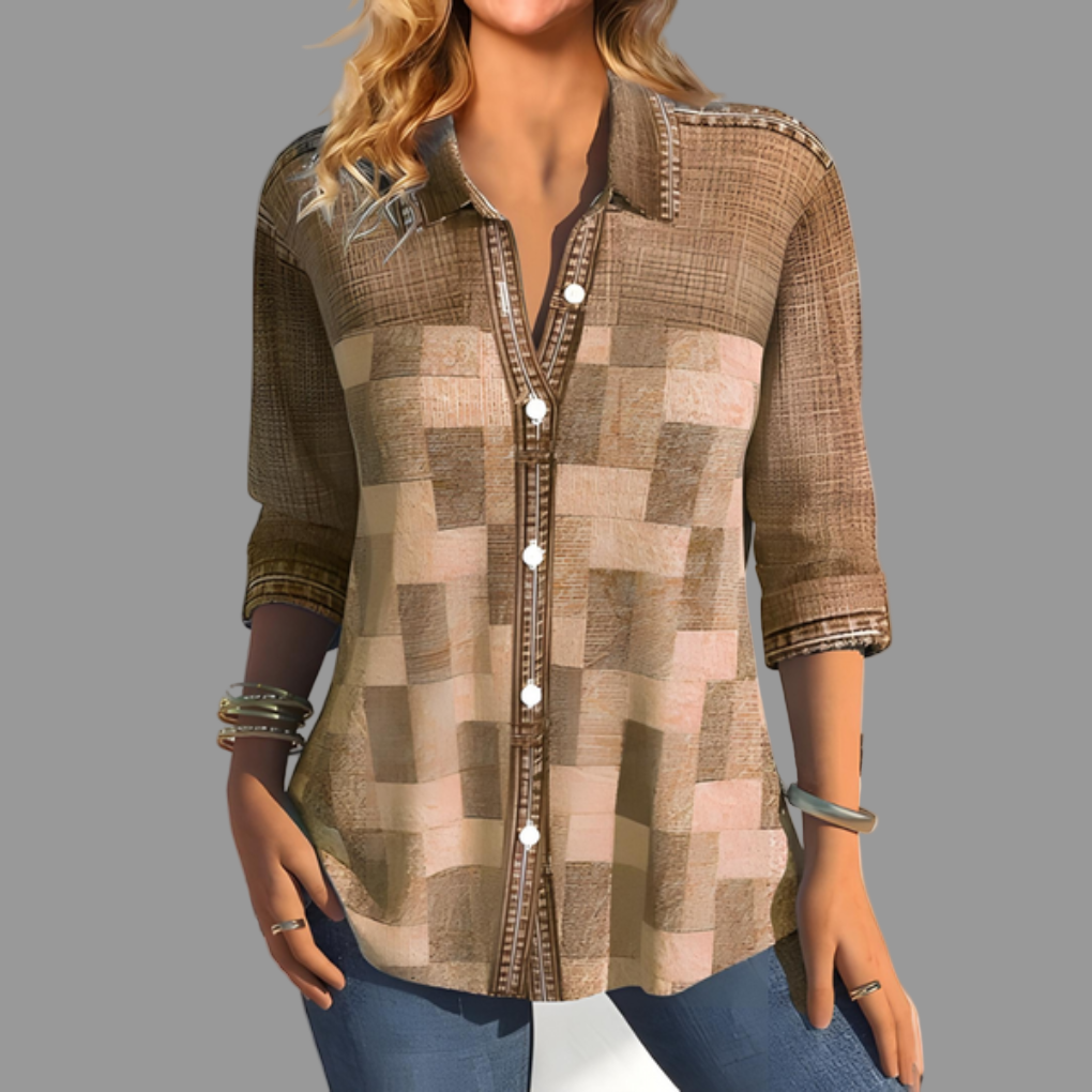 Women's Down Blouse Button Front Everyday Style - Vonnera
