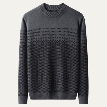 Men's Thick Jacquard Knit Sweater High Collar - Vonnera