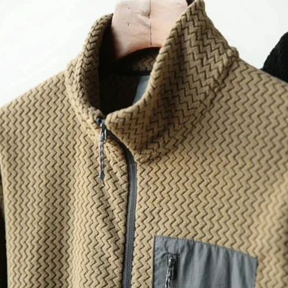 Men's Thick Fleece Half Zip Sweater Waffle Knit
