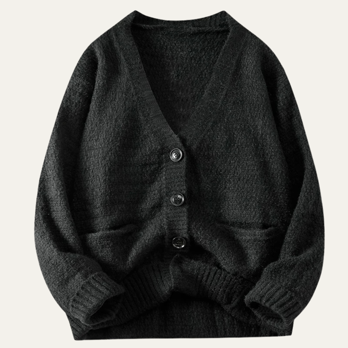 Men's V Neck Knit Cardigan Button Up Sweater
