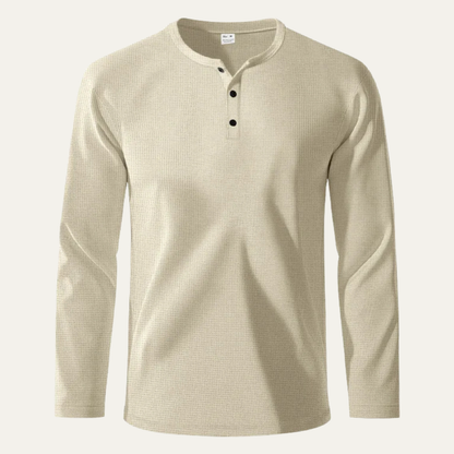 Men's Thermal Henley Shirt Waffle Pattern