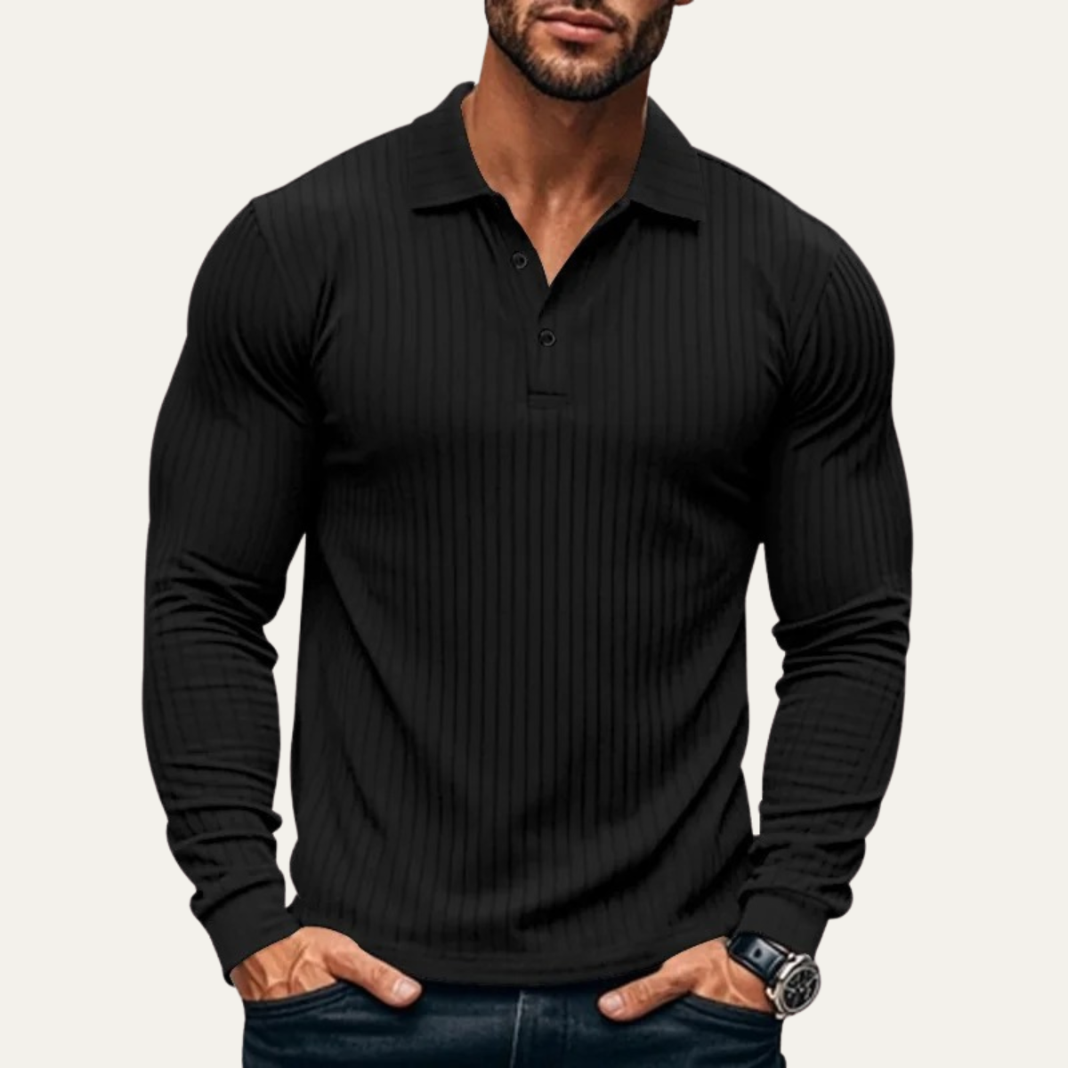 Men's Knitted Polo Shirt Ribbed Sorrento