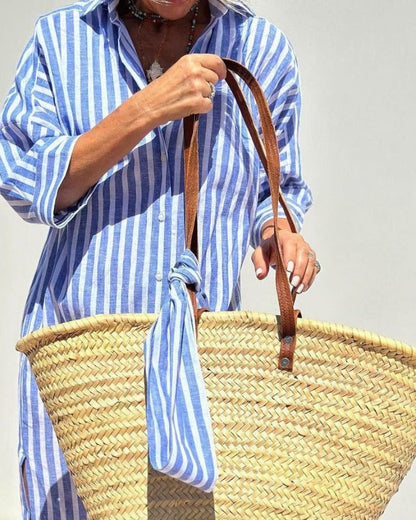 Women's Long Sleeve Stripe Midi Dress