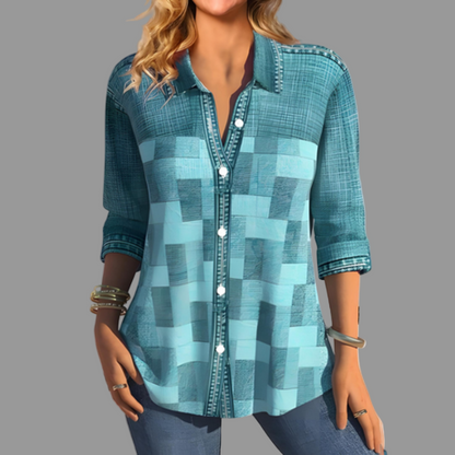 Women's Down Blouse Button Front Everyday Style