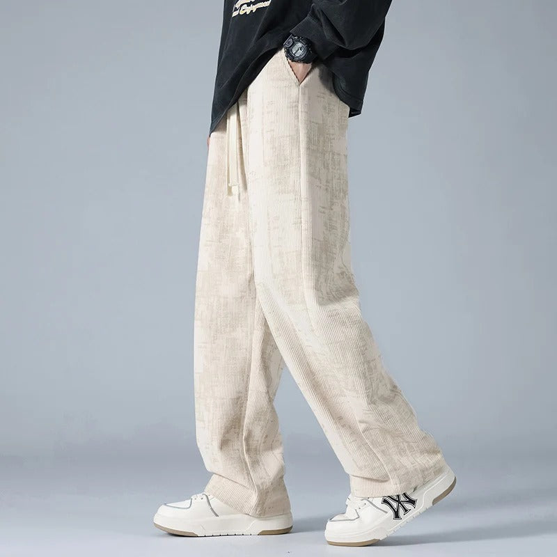 Men's Relaxed Fit Drawstring Pants Abstract Ribbed Waist Casual - Vonnera
