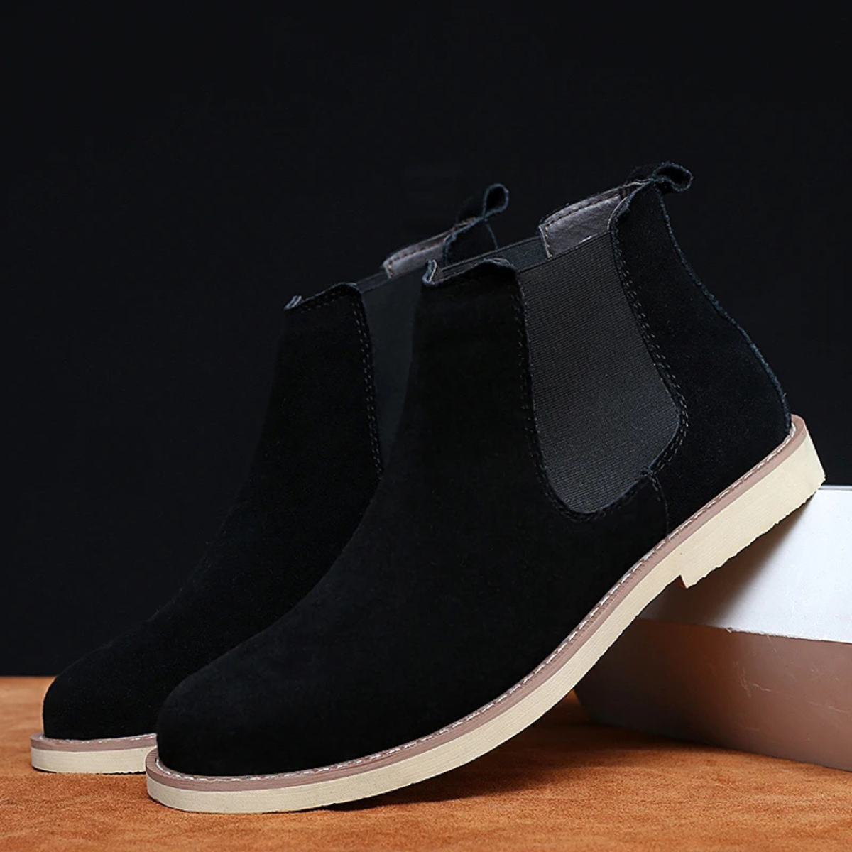 Men's Leather Suede Chelsea Boots Fur Lined - Vonnera