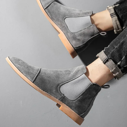 Men's Suede Chelsea Boots Elastic Side Panels