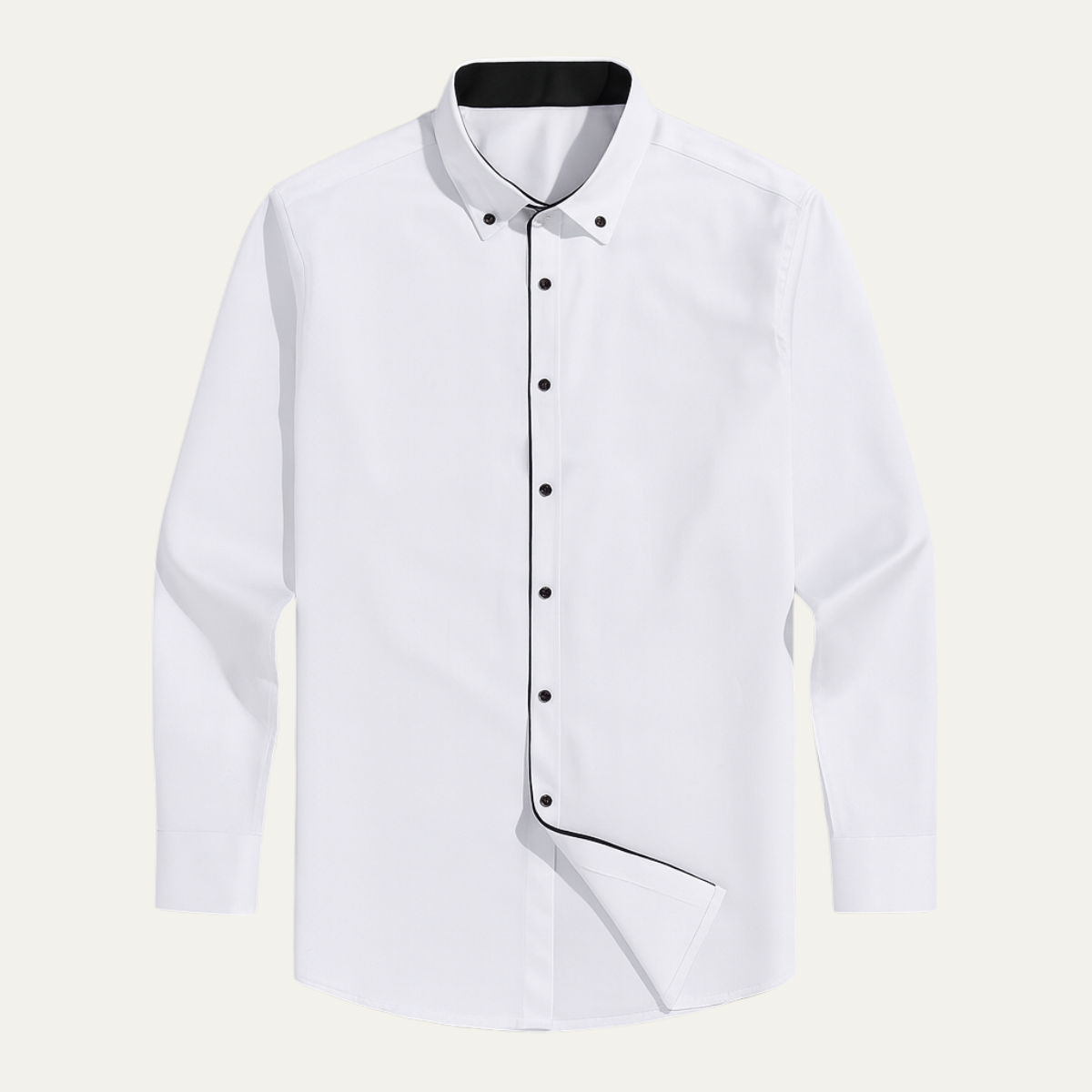 Men's Slim Fit White Dress Shirt Long Sleeve Button Up Cotton - Vonnera
