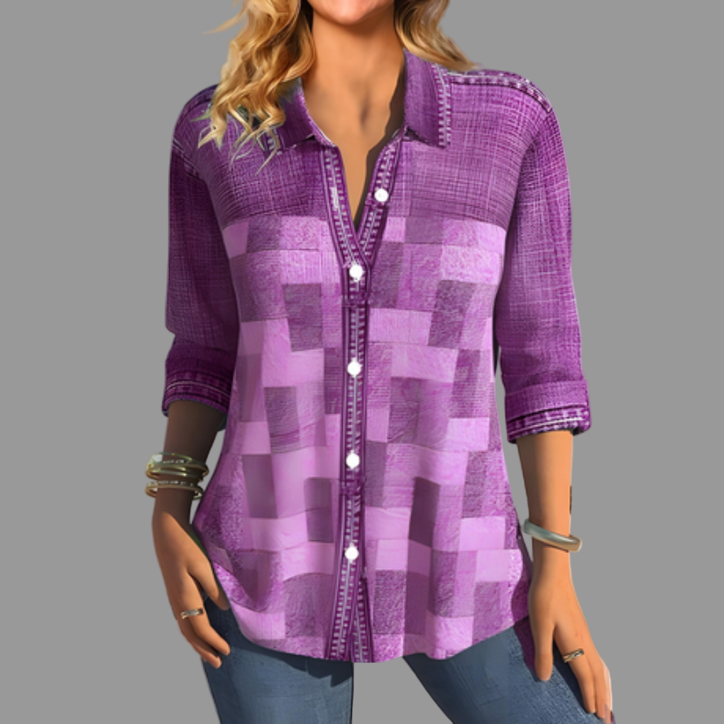 Women's Down Blouse Button Front Venalin Everyday Style