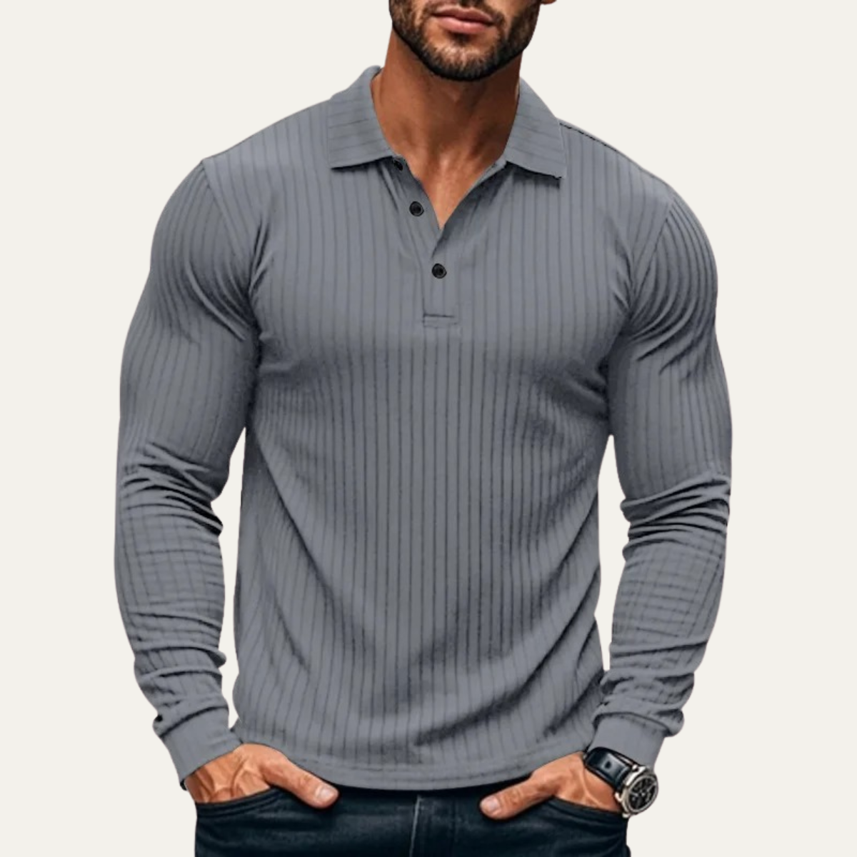 Men's Knitted Polo Shirt Ribbed Sorrento