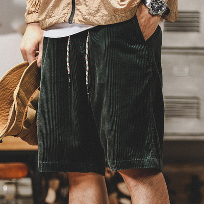 Men's Corduroy Shorts Comfortable Drawstring Beige