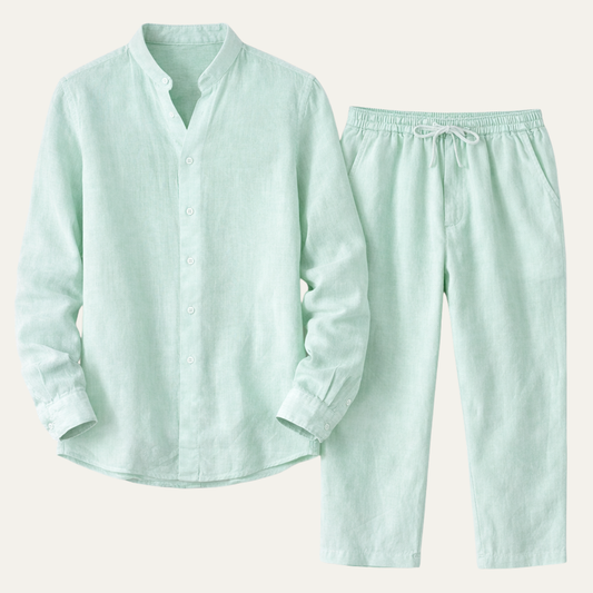 Men's Cotton Linen Shirt And Pants Set - Vonnera