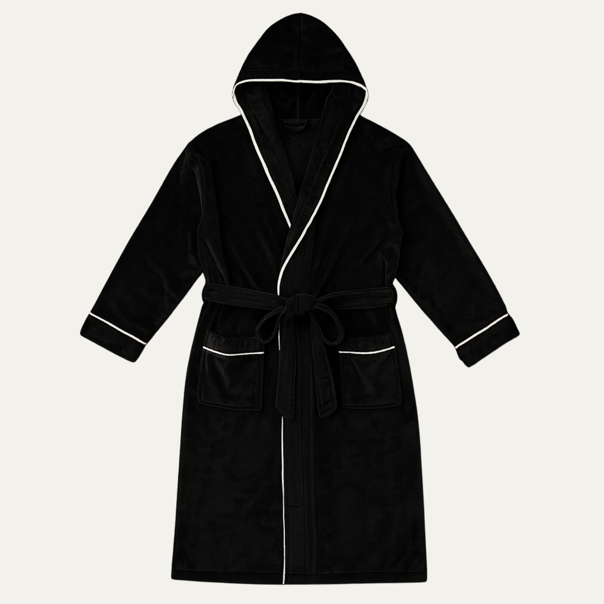 Men's Hooded Fleece Bathrobe With Belt - Vonnera