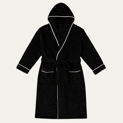 Men's Hooded Fleece Bathrobe With Belt - Vonnera