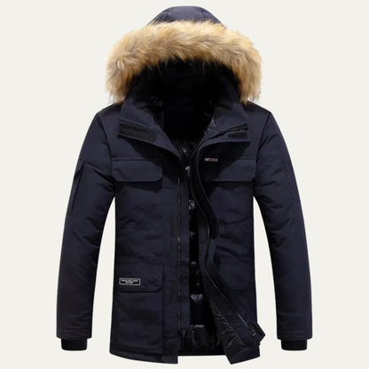 Men's Thick Warm Winter Parka Fur Hood