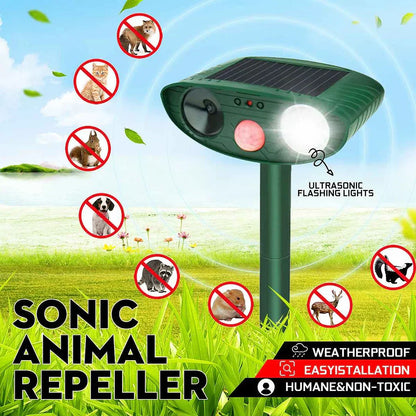 Solar Powered Ultrasonic Animal Repeller Motion Activated - Vonnera
