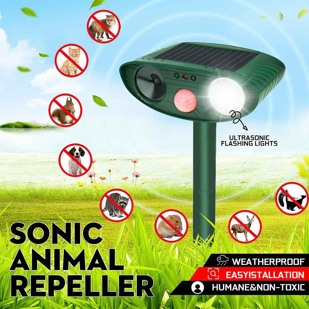 Solar Ultrasonic Animal Repeller Motion Activated - Vonnera