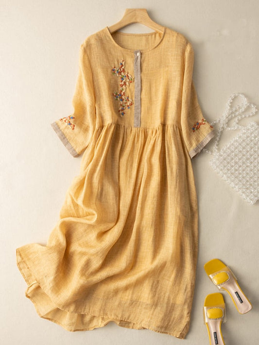 Isabella | Women’s Summer Embroidered Ethnic Midi Dress
